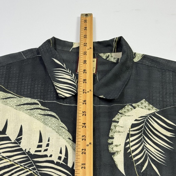 Tommy Bahama Shirt Mens XL Black Silk Hawaiian Palm Leaf Aloha Button Front - Picture 6 of 9